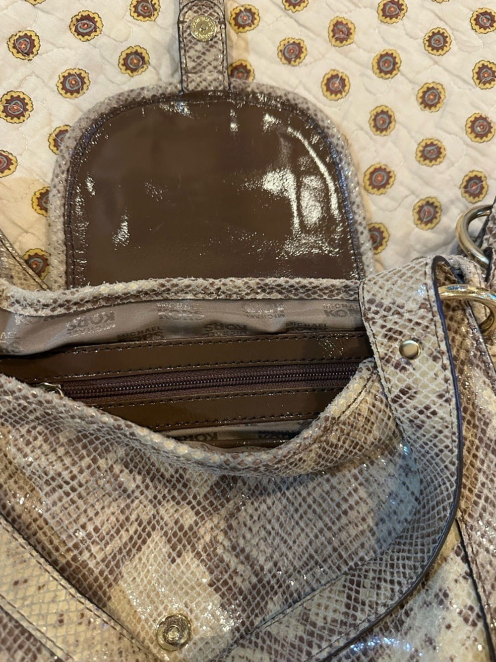 Michael Kors Brimfield Python Embossed Leather Hobo Shoulder Bag - Picture 6 of 8